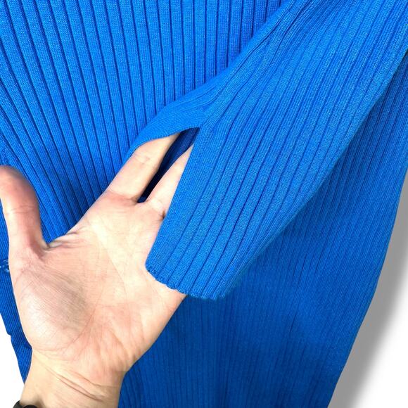 Future Collective x Kahlana Barfield Blue Black Ribbed Sweater Midi Dress Medium - Picture 6 of 9